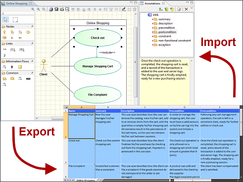 Using Modelio and Excel together