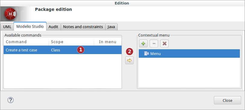 Junit dev module commands JUnit form add command