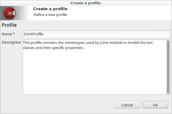 Junit dev module profile Createaprofile dialogbox