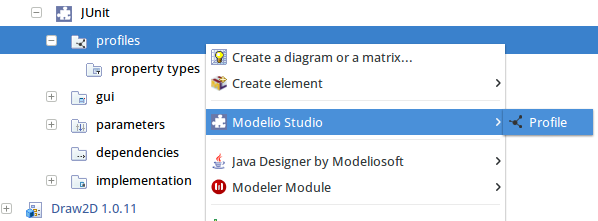 Junit dev module profile JUnit sample Modelio3.4 create profile