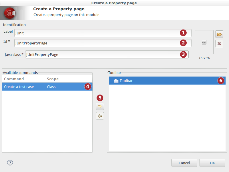 Junit dev module property page CreateJUnitPropertyPage dlg