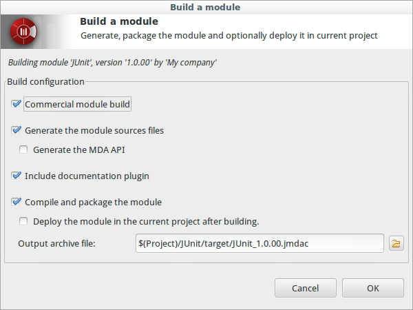 Junit dev packaging Buildamodule dlg