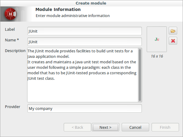 Junit dev tutorial create project JUnit Modelio3.4 create module ws module information