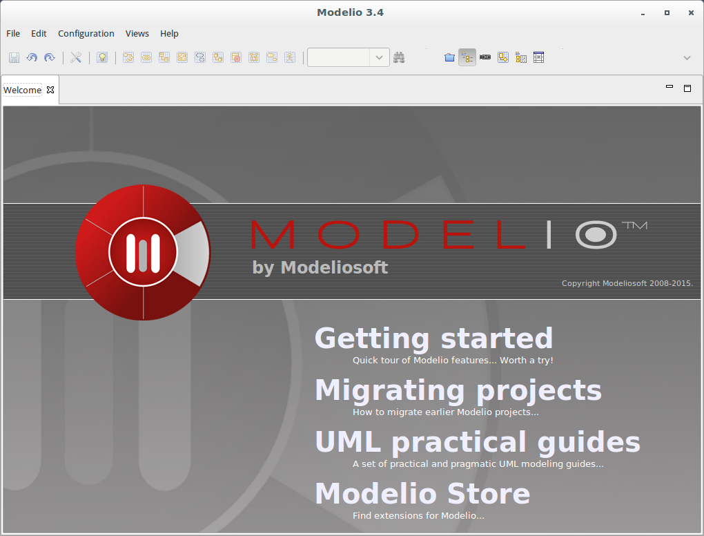 Debugging debug configuration Modelio3.4 started